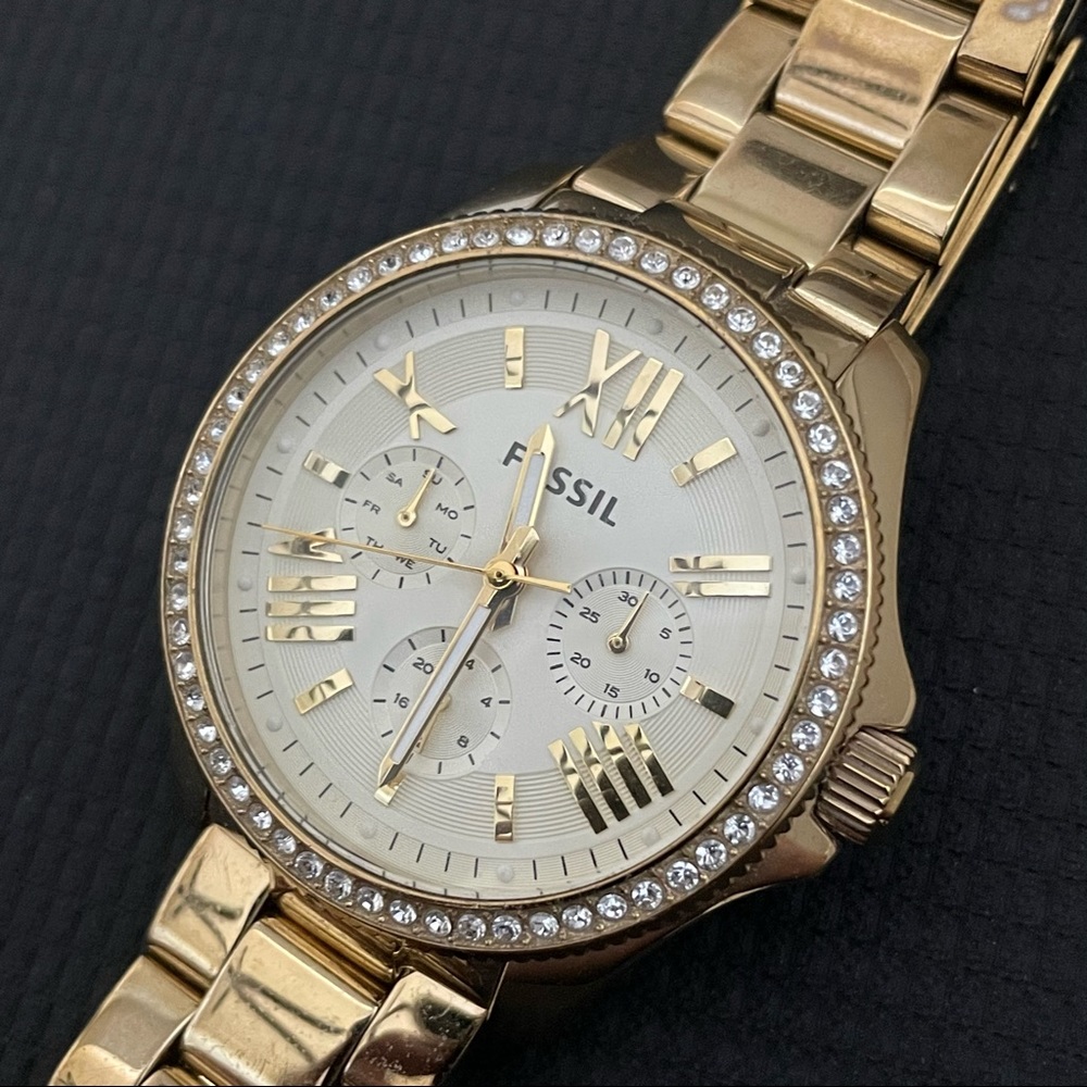 FOSSIL Riley Multifunction Gold-Tone Stainless Steel Watch - Picture 2 of 9